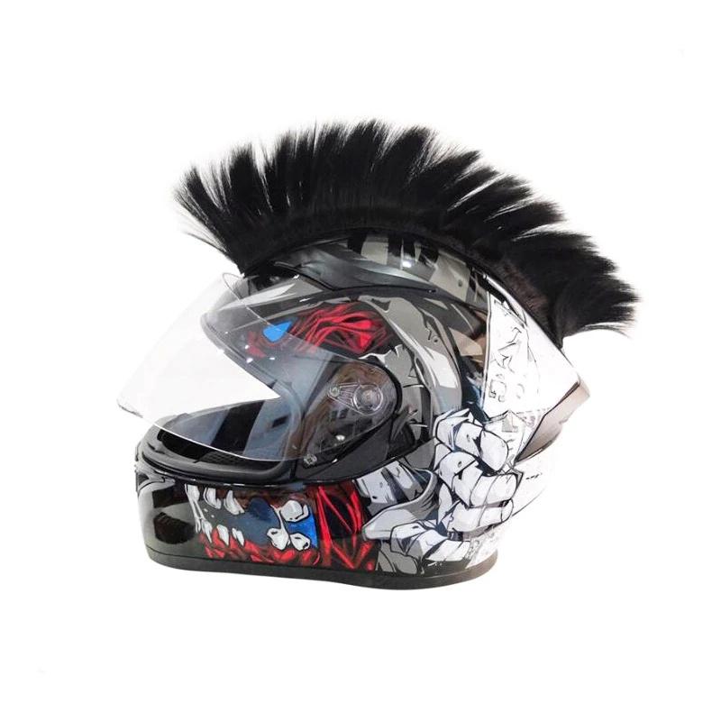 

Motorcycle Helmets Helmet Decorations Hair Punk Colorful Cockscomb Motocross Full Face Off Road Decoration Paste Car Accessories, Red