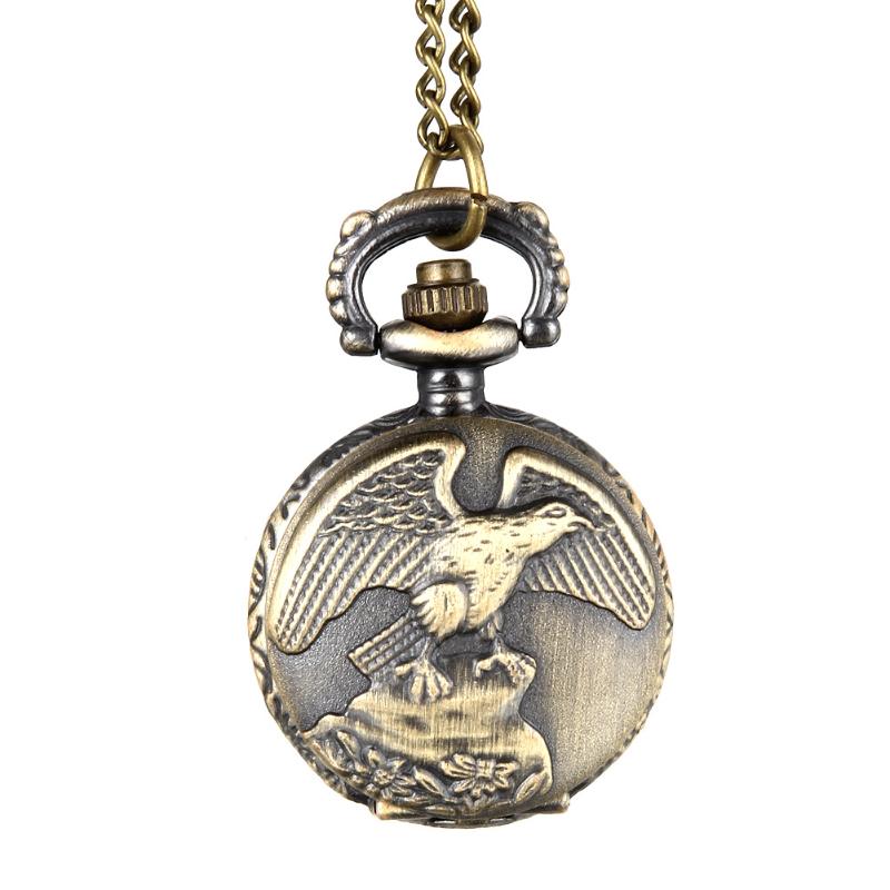 

Pocket Watches Fashion Men Women Vintage Quartz Watch Alloy Antique Eagle Wings Pattern Necklace Pendant Chain Clock Gifts LL@17, Default