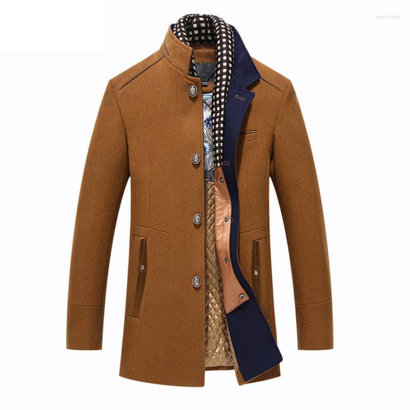 

Men's Wool & Blends Coat Winter Slim Fit England Style Woolen Men Brand Clothing Fashion Mid-Long Coats Jackets Kend22, Brown