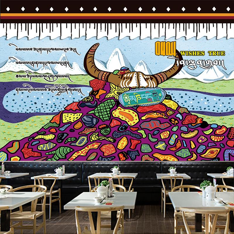 

Tapestries Yak Horn Tapestry Bohemian Wall Hanging Carpet Decorations Bedroom Blanket Sheet