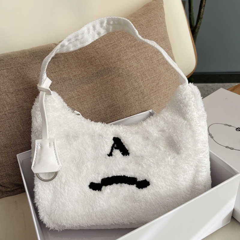 

21fw Fuzzy Shoulder Bag Designer Hobo Women Fluffy Handbag Womens Furry Handbags Luxurys Designers s Crossbody Backpack Totes Hobos, Black(correct letter)