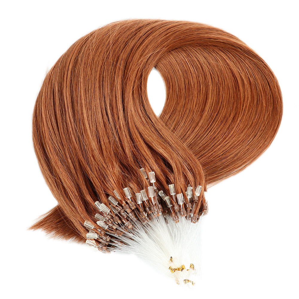 

#30 Medium Auburn Straight Micro Ring Bead Extensions Remy Human Hair Loop Link Hair Extension