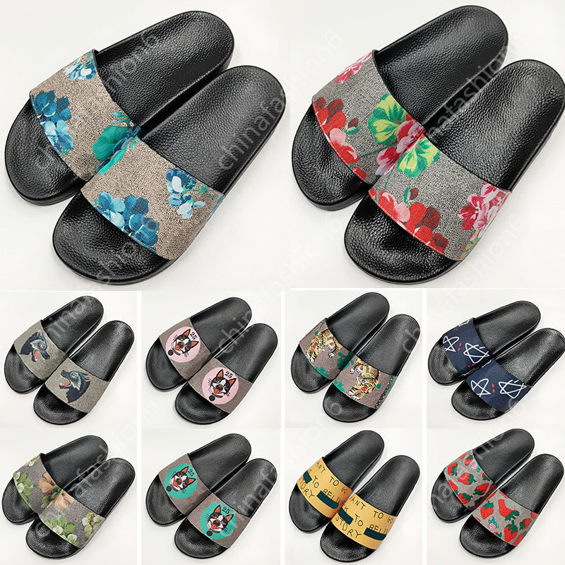 

With Box Designer Slides Slippers Men Women Sandals Flower Red Green Blue Dust Bag Shoes print Slide Summer Beach fashion Trainers Wide Flat Eur 36-46, 11