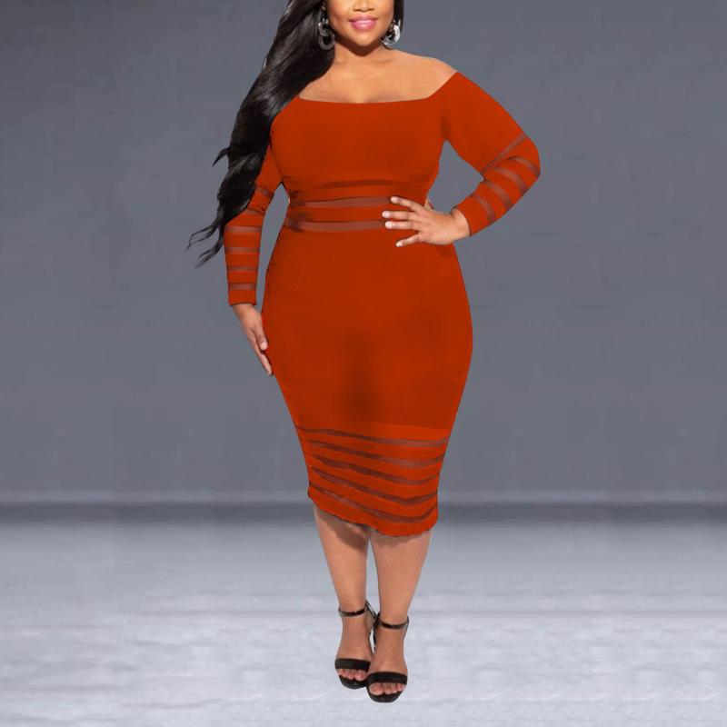 

Plus Size Dresses 4xl Women Dress Long Sleeve Patchwork Transparent Bodycon Autumn Elegant Female Party Vestidos De Mujer, Bk