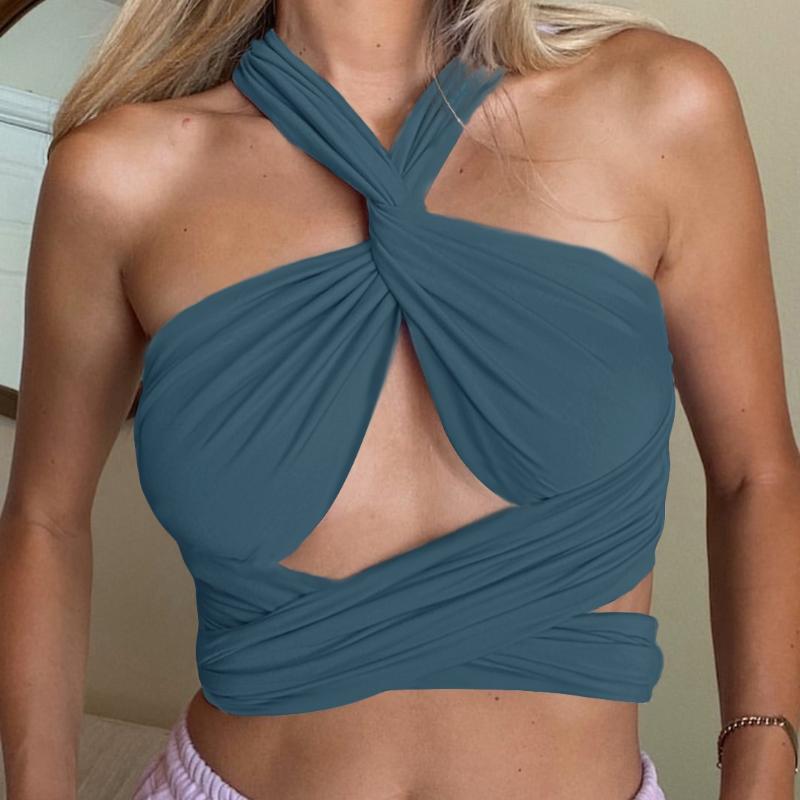 Women's Tanks & Camis Spring Summer Womens Tops Sexy Bandage Cami Top White Cotton Backless Strapless 2022 Solid Color Beach Wrap Chest Stra