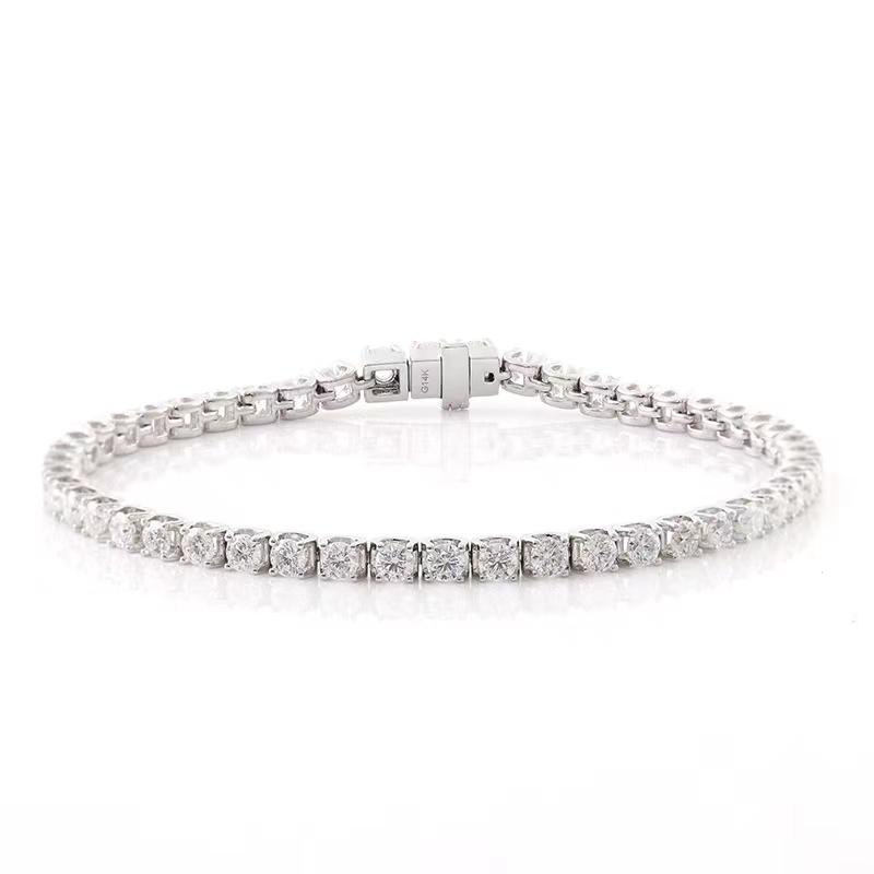 

Charm Bracelets Custom Real 10k White Gold 3-5mm D Color Moissanite Tennis Chain Bracelet For Women K Lab Diamond Bangle GiftCharm CharmChar