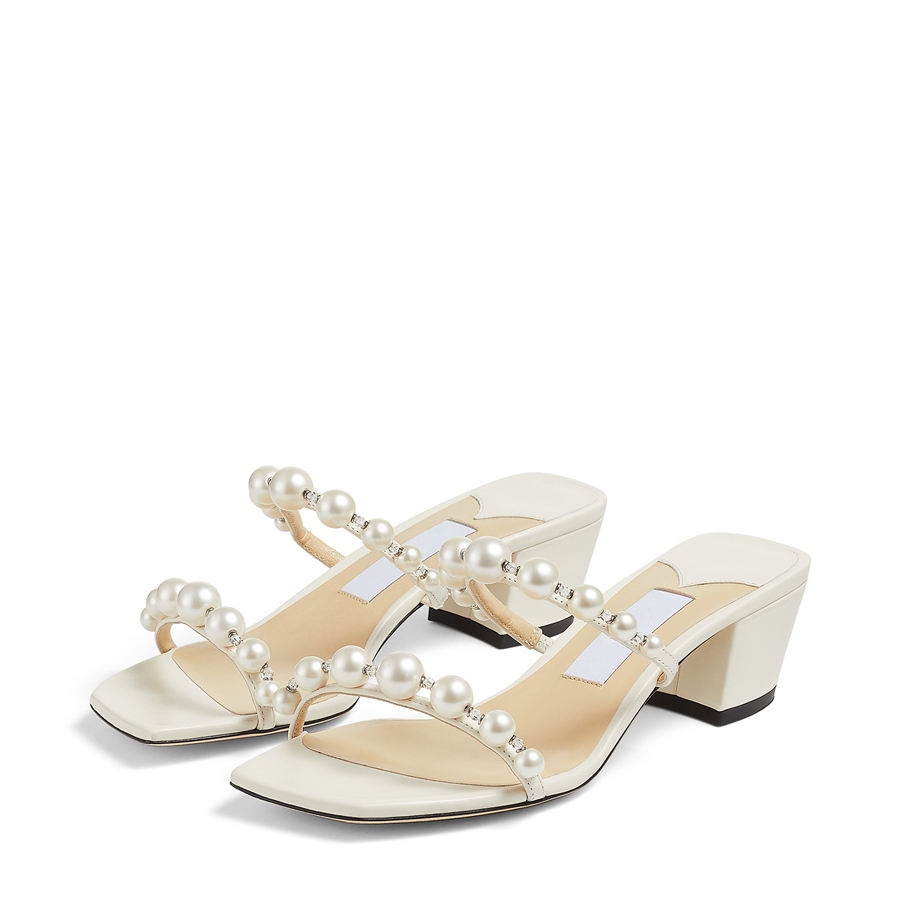 

Fashion Jimmy Women Sandals Pumps Refined London AMARA 45 mm Italy Lady Pearls Double Ankle Strap Calfskin Designer Summer Trendy Slingback Sandal High Heels EU 35-42, #1