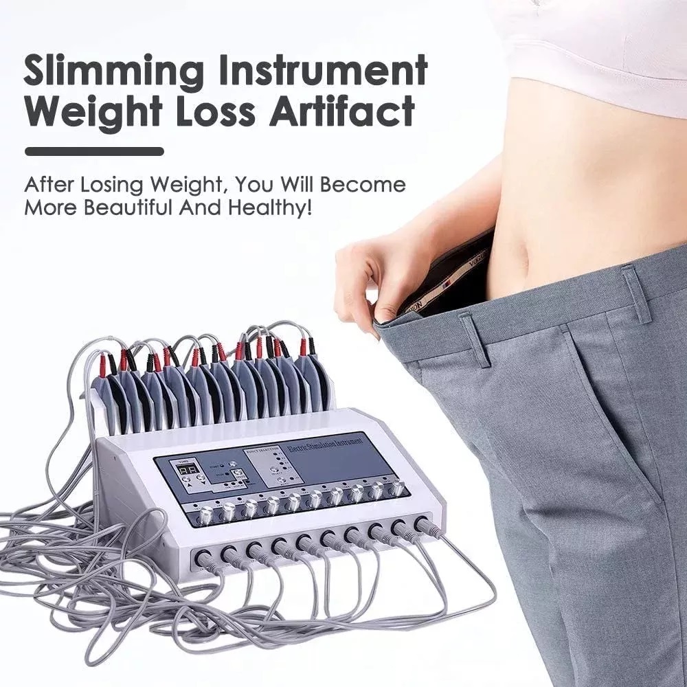 Stimulation Electro Muscle Stimulator Electrical EMS Massager Body Vibration Massage Machine 10 pairs pads figure Slimming Fitness Thermionic Ele-image-763092965