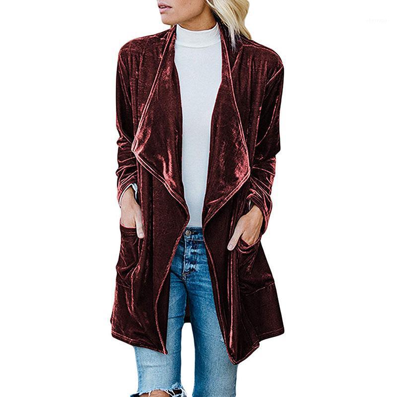 

Women' Trench Coats Women Coat Autumn Winter 2022 Velvet Solid Color Cardigan Long Sleeve Loose Windbreaker Outerwear Female A1335, Black