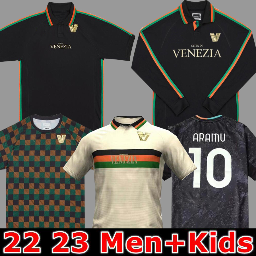 

21 22 23 Venezia FC Soccer Jerseys home Black Away White Third Blue 4th Red 10# ARAMU 11# FORTE Venice 2021 2022 2023 BUSIO 27# Football Shirts 3rd Adukt Kids Kit Uniforms, 21 22 home aldult