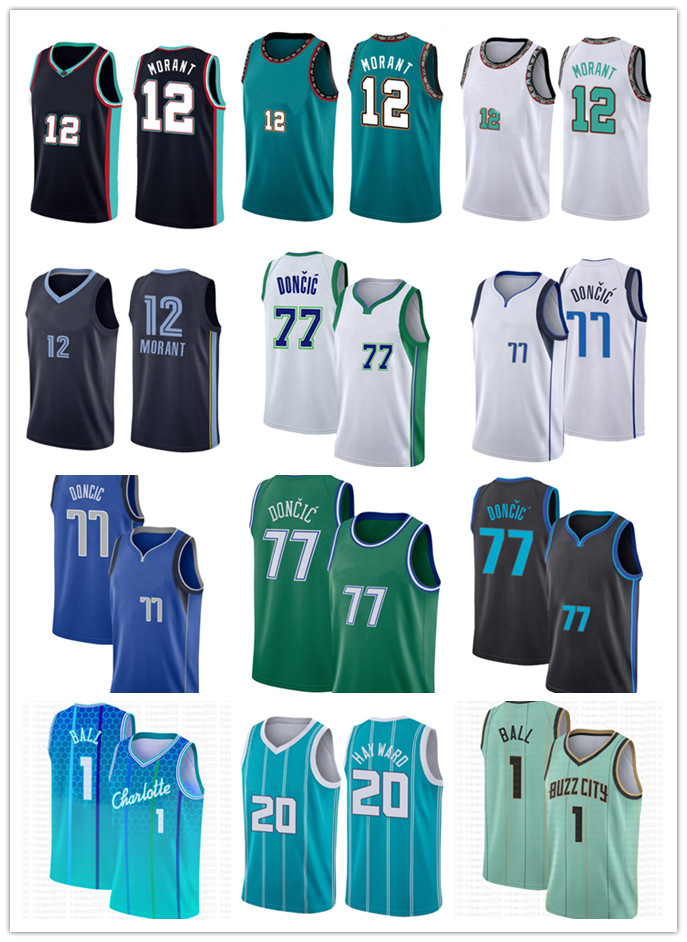 

2022 new 2022 Mens Shirts Jerseys 12 Ja Morant Luka Doncic LaMelo Ball Basketball Jersey 20 1 77 Gordon Hayward white green costom
