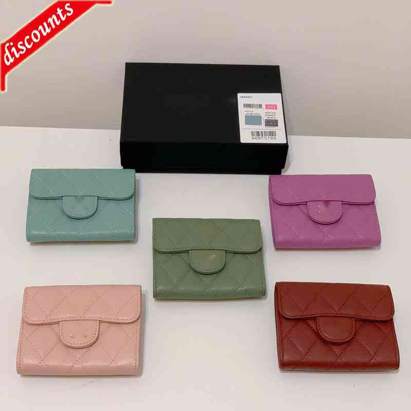 

Brand Design 31504 Letter Luxury Plaid Cc Chain Short Wallet Lambskin Women's Le Boy Pocket Caviar Leather Zipper Card Pack Coin Purse Clutc