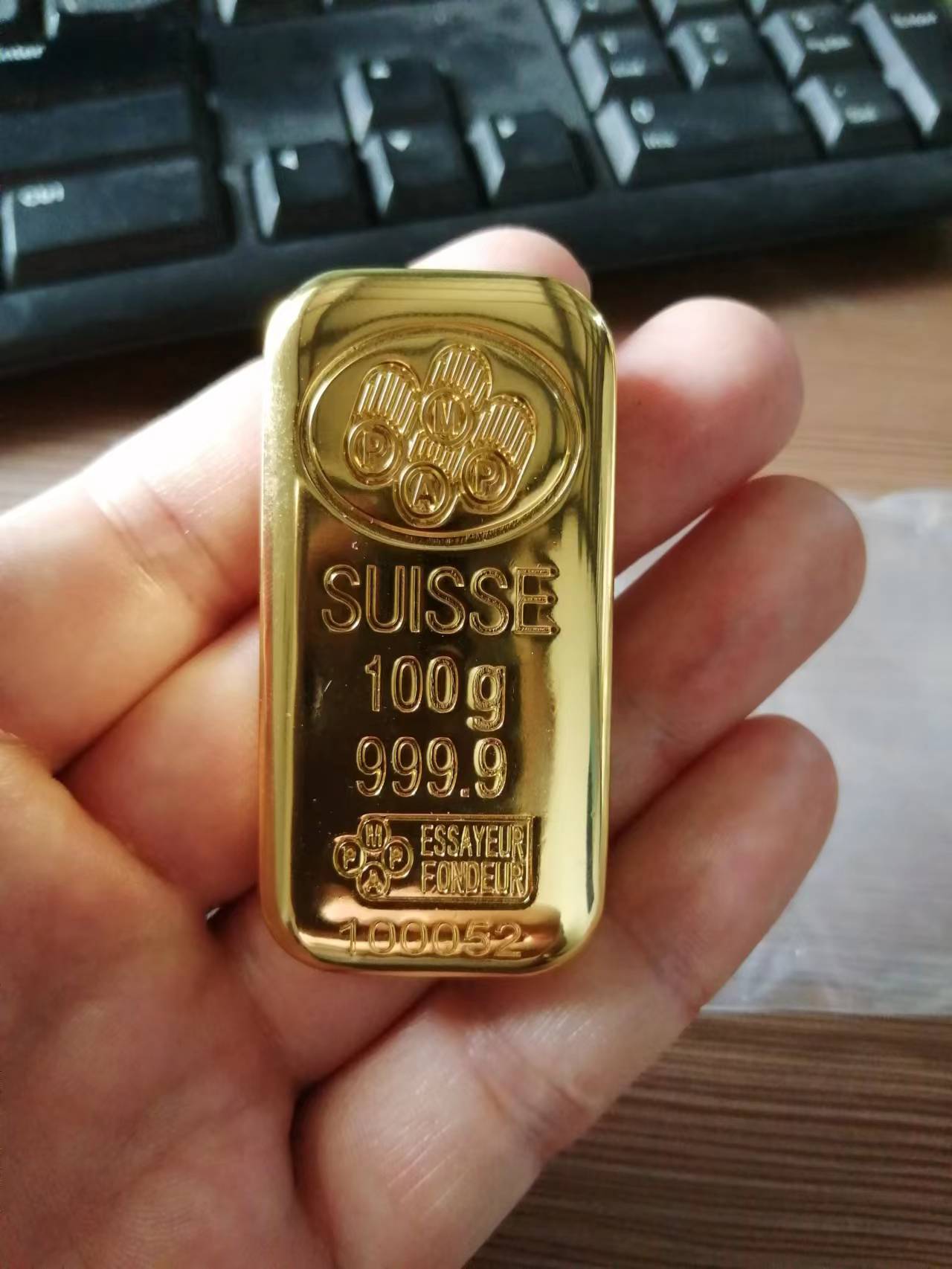 

Gift 100g Swiss Switzerland Bullion Plated Gold Bar Brass Materials Gold Coin ingot