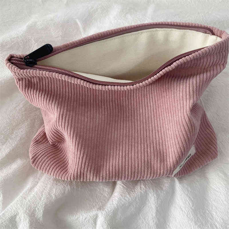 

HBP Cosmetic Bags Cases Soft Large Women Corduroy Cloth Cosmetic Bag Zipper Make Up Bags Travel Washing Makeup Organizer Beauty Case Solid Color 220825