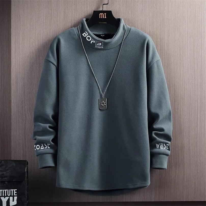 

Stand Collar Sweatshirts Hoodies Men Tops Spring Autumn s Embroidery Hip Hop Sweatshirt Loose Hoodie Casual Pullovers 220402, Nhh8705darkgrey