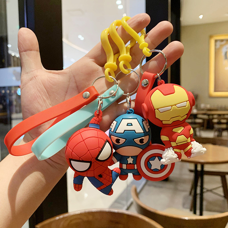 

Decompression Toy Anime Spiderman Keychain Iron Man Cute Cartoon Ornament Key Pendant Schoolbag Creative Car Keychain