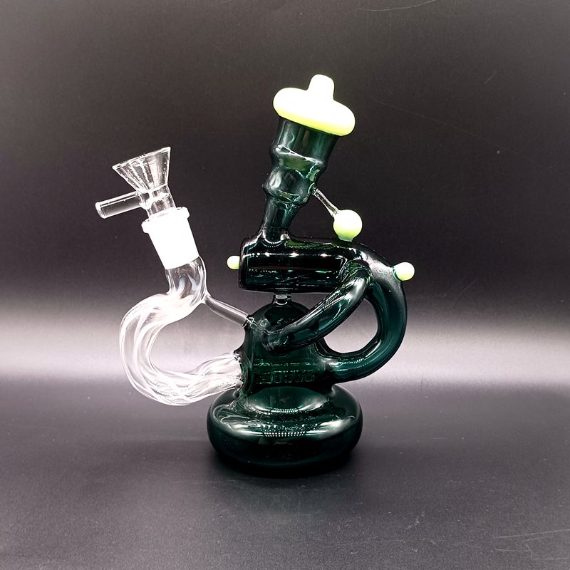 

Mini 6.5 inch Hookahs Dark Green Glass Water Bongs Delicate 14mm Female Oil Dab Rigs Smoking Pipes