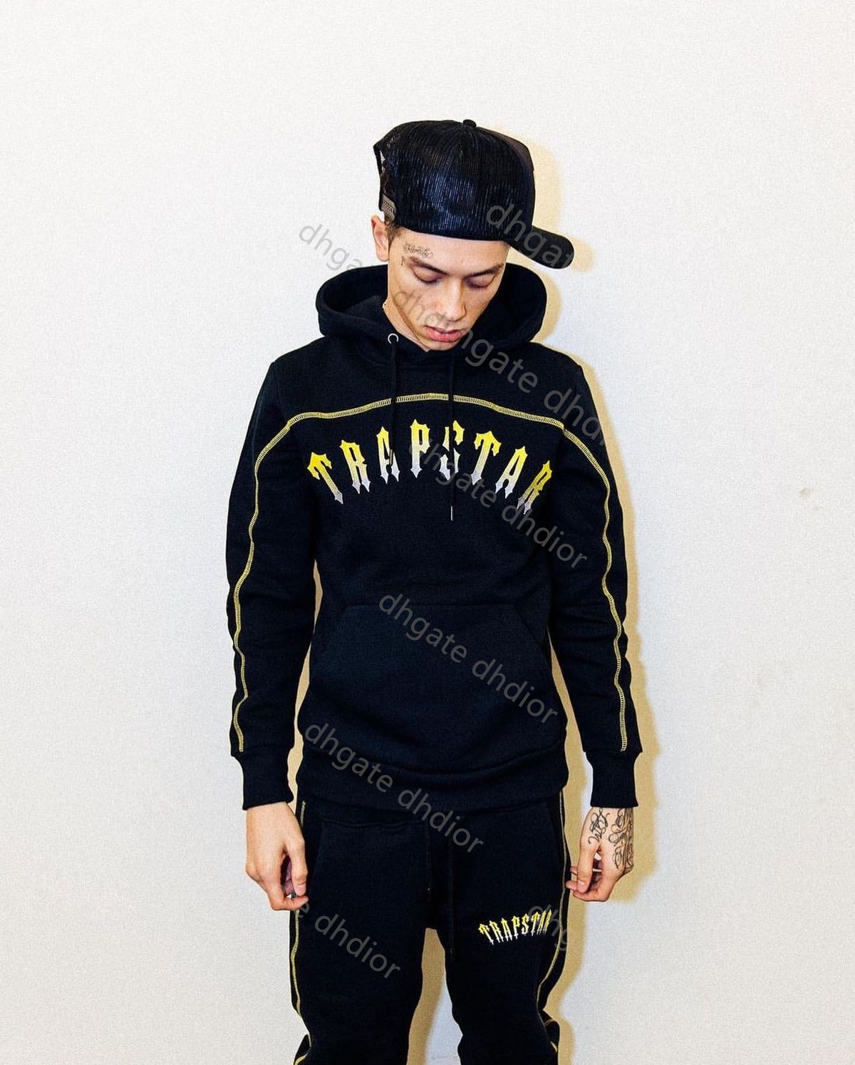 

Trapstar Hoodie Central Cee Set Golden Yellow Embroidered Letter Sweatshirt Men Trendy Set Trapstars, Extra shipping only