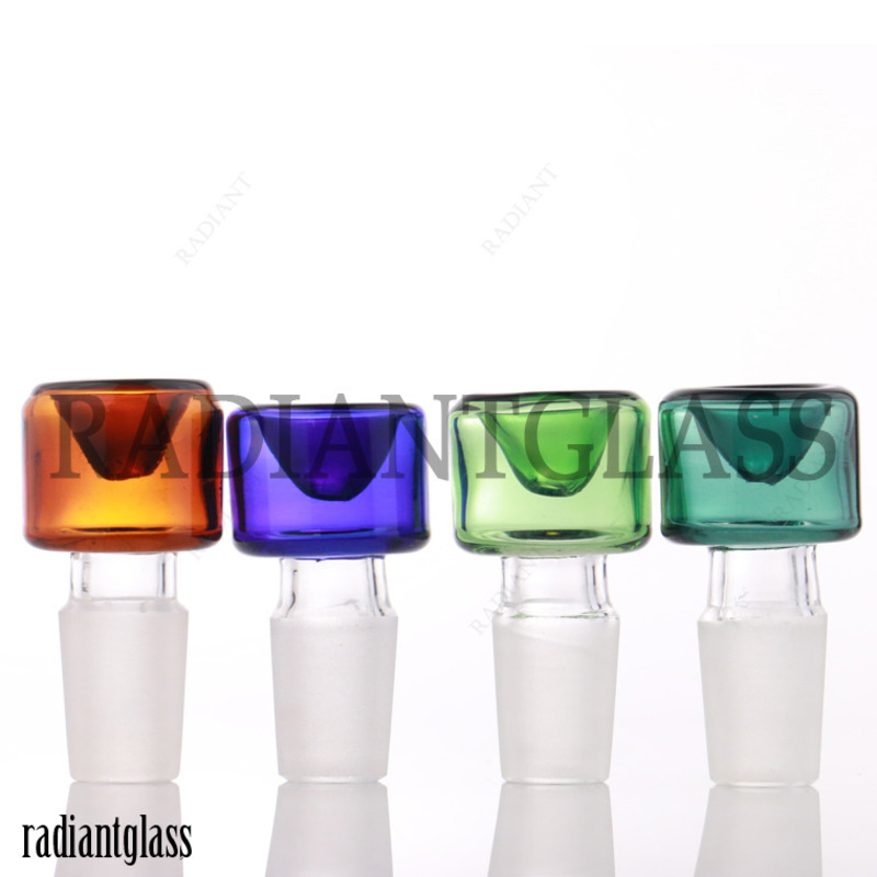 

Newest 2 style smoking accesssories 14mm and 19mm glass bowl Male Joint Handle Beautiful Slide bowl piece For Bongs Water Pipes