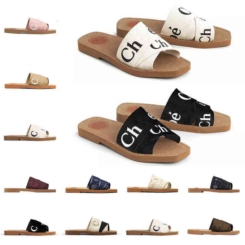 

Woody Women Mules Flat Sandals Beige Slides Designer Canvas Lace Slippers White Black Sail Womens Fashion Outdoor Beach Slipper Shoes, # 2