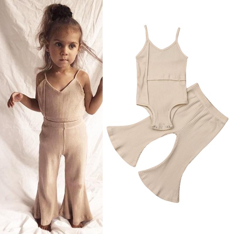 

Clothing Sets Born Kid Baby Girls Cotton Clothes Set Summer Sleeveless Romper Body Top Long Bell Pants Bodysuit Cute Outfits 0-3 YearsClothi, As pic