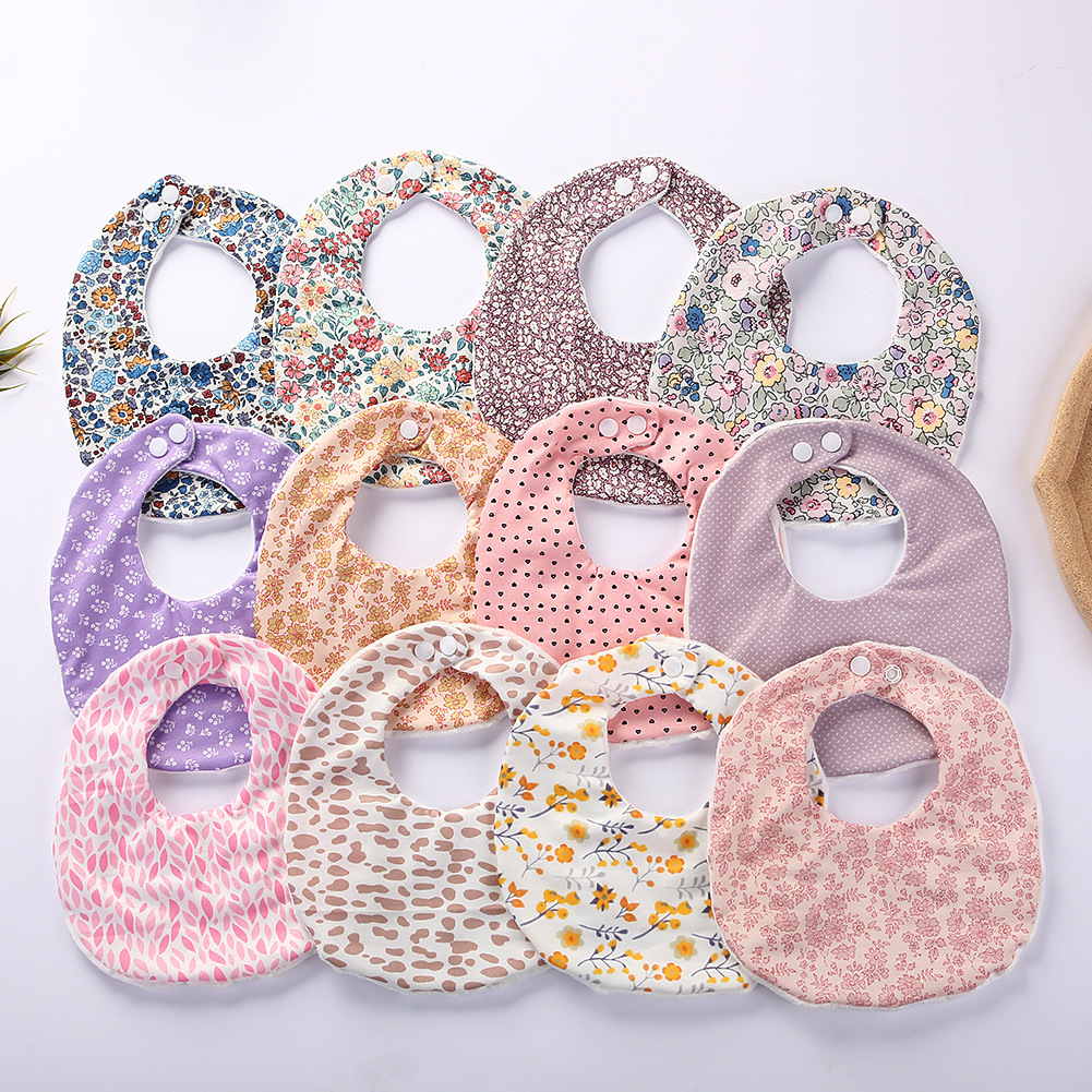 

New Arrive Baby Printed Round Bibs Sweet Girl Bibs Cotton High Quality Bib Set