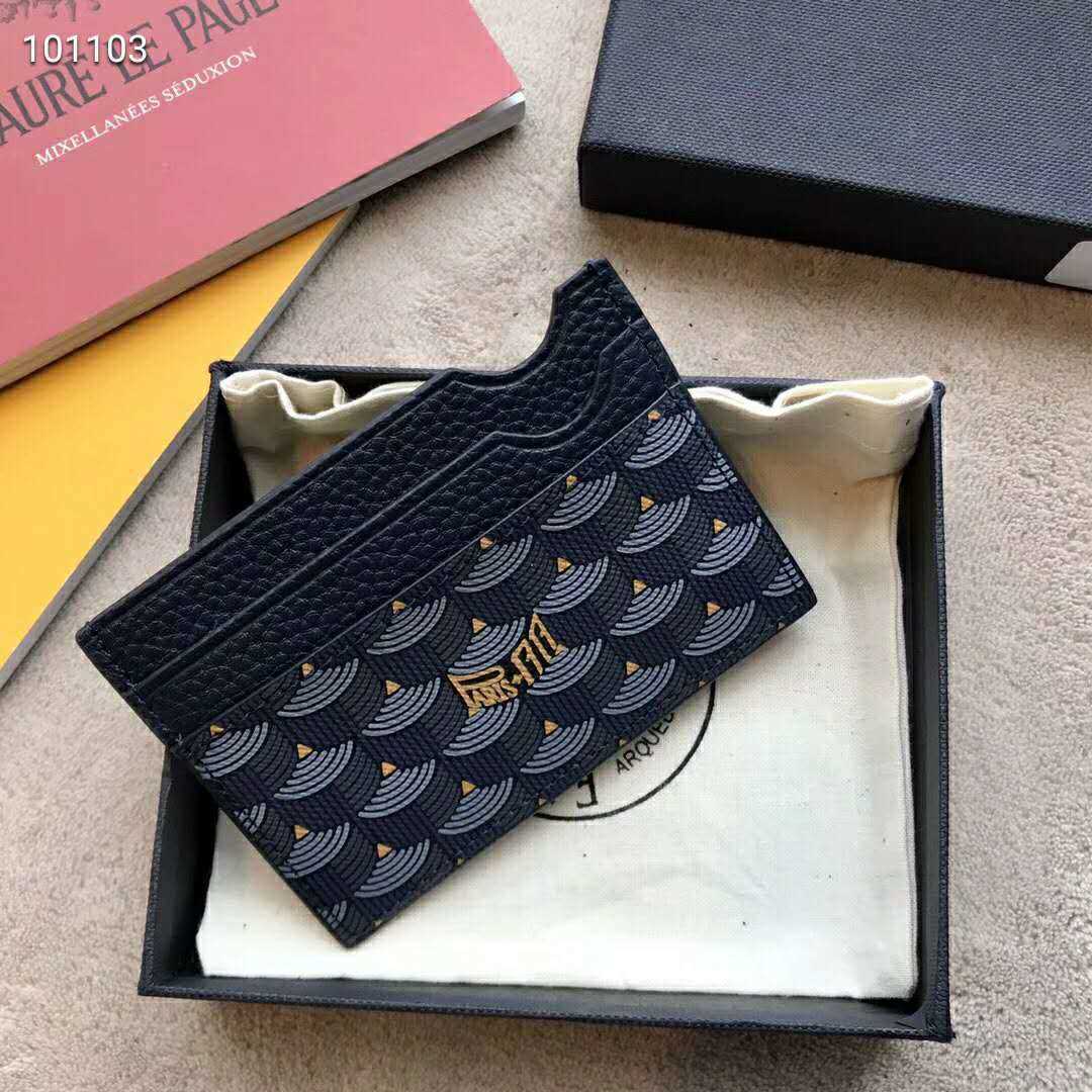 

Mens Women Faure Le Credit Card Holders Fashion Classic Mens Mini Bank Card Holder Small Wallet Slim Real Leather Wallets Wtih Box, Navy blue
