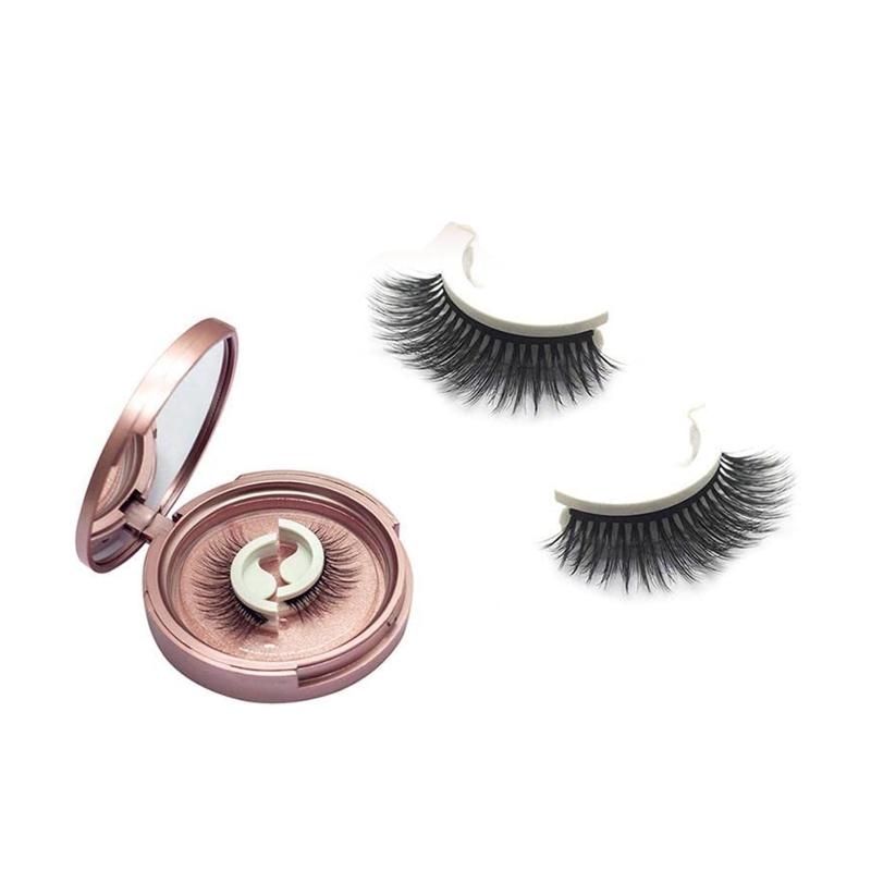 

False Eyelashes 2Pcs Self-Adhesive Reusable Natural 3D Lashes Curly Stick On Eye Lash Extensions Makeup