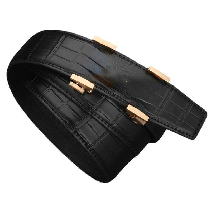 

TopSelling men's genuine leather business belts Classic luxury waistband leisure young people's pants automatic buckle layer cow high-end belt, As the picture