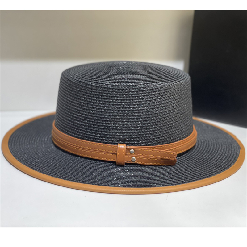 

Flat Top Designer Straw Hat Solid Color Letter Weave Big Brim Hats Men Women Fashion Sun Caps Fisherman Hat Baseball Cap, White