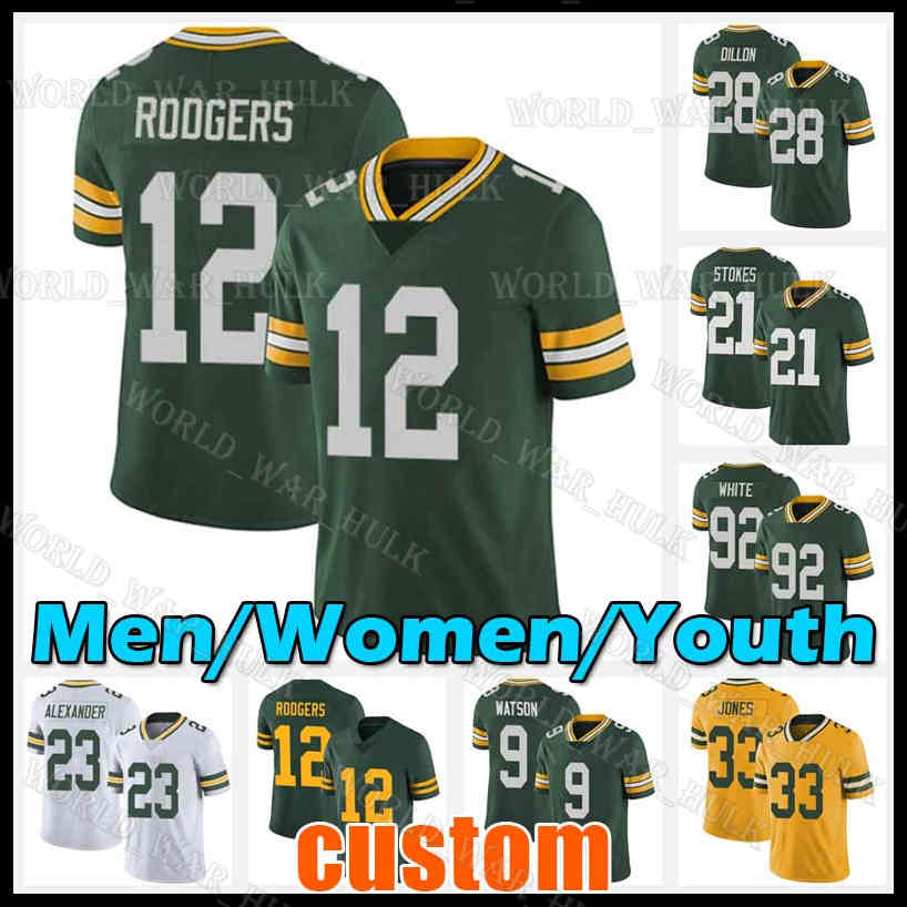 

12 Aaron Rodgers 36 LeRoy Butler Jersey 29 Rasul Douglas 87 Romeo Doubs Football 7 Quay Walker Donald Driver Sammy Watkins Ray Nitschk Kenny Clark Preston Smith Watson, Men custom new jersey(b z g)
