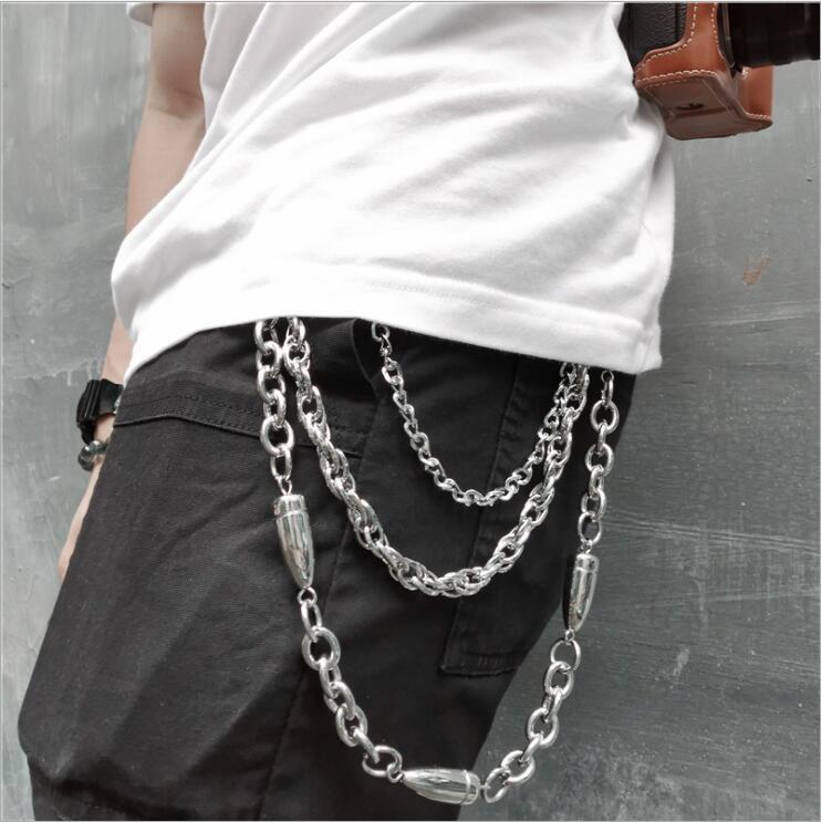 

Keychains 3 Layers Punk Long Metal Wallet Belt Chain Trousers Hipster Pant Jean Keychain Silver Color Ring Clip Keyring HipHop Jewelry