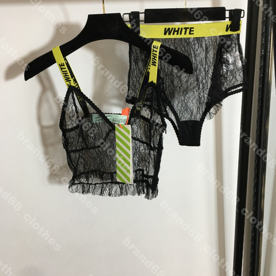 

women sexy lace Bras Sets Transparent mesh bustiers webbing high waist panties ffo white lingerie logo brand bikini underwear high quality female Apparel