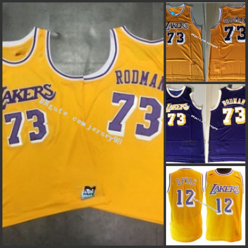 

Los Angeles''Laker''men #12''Vlade Divac #73''Dennis Rodman retro Jersey