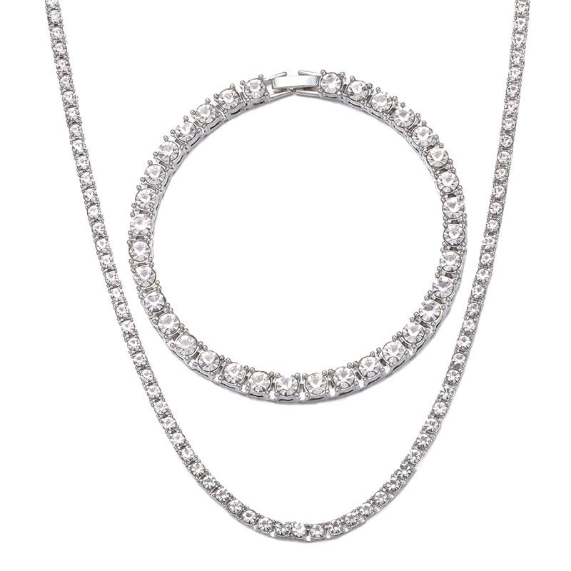 

Chains Hip Hop 3/4/5MM Bling Iced Out 1 Row 2pcs Tennis Chain CZ Rhinestone Stone Necklaces For Women Men Choker JewelryChains ChainsChains