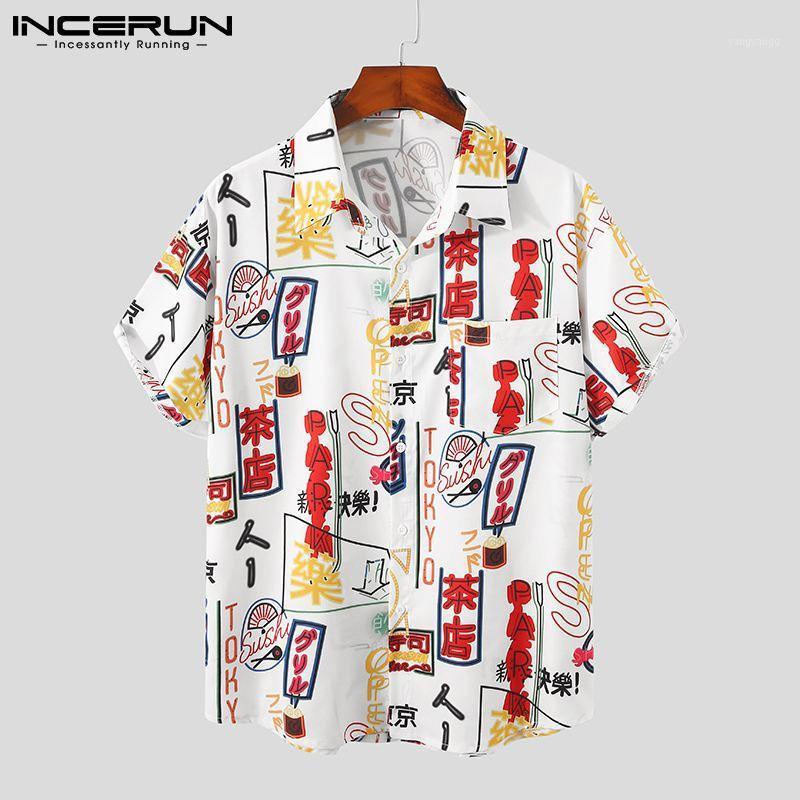 

Summer Printing Men Shirt Short Sleeve Turn Down Collar Blouse Fashion Buttons Camisa Man Floral Blusas Streetwear Men' Casual Shirts, Black