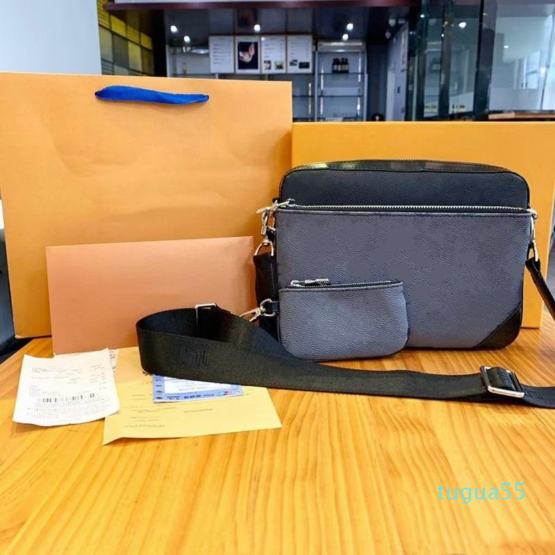 

Designer Fashion Handbags Men's Leather Crossbody Shoulder Cosmetic Bags, Black flowers