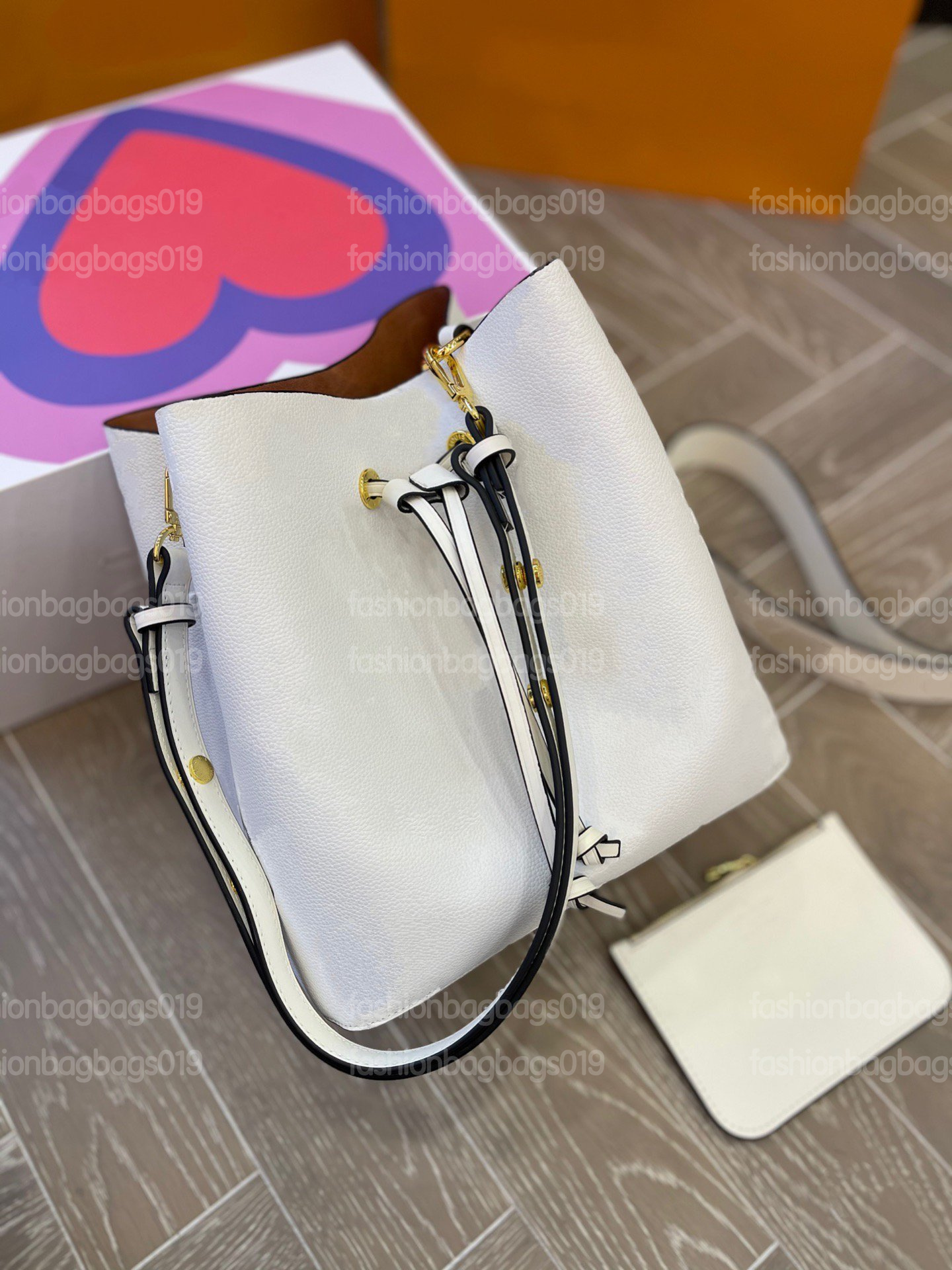 

Neonoe MM New Bucket Bag Black White Long Shoulder Strap Cross Body Neo Noe Hobo Luxurys Designers Bags