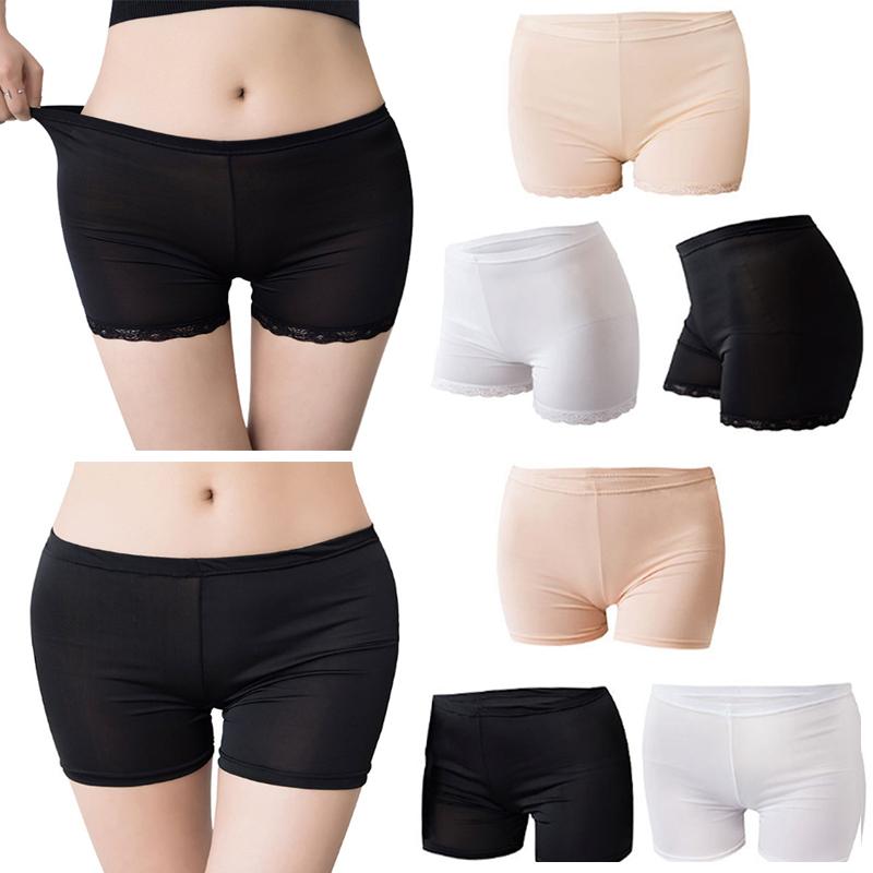 

Women's Panties Women Soft Cotton Seamless Safety Short Pants Summer Under Skirt Shorts Modal Ice Silk Breath Boyshorts Tight UnderwearWomen, Black no lace