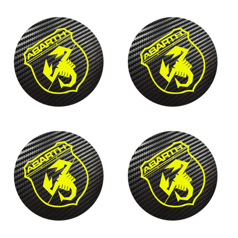 

4pcs for Fiat ABARTH Badge Logo Carbon Center Caps Alloy Wheel Hub Stickers All Sizes, Yellow