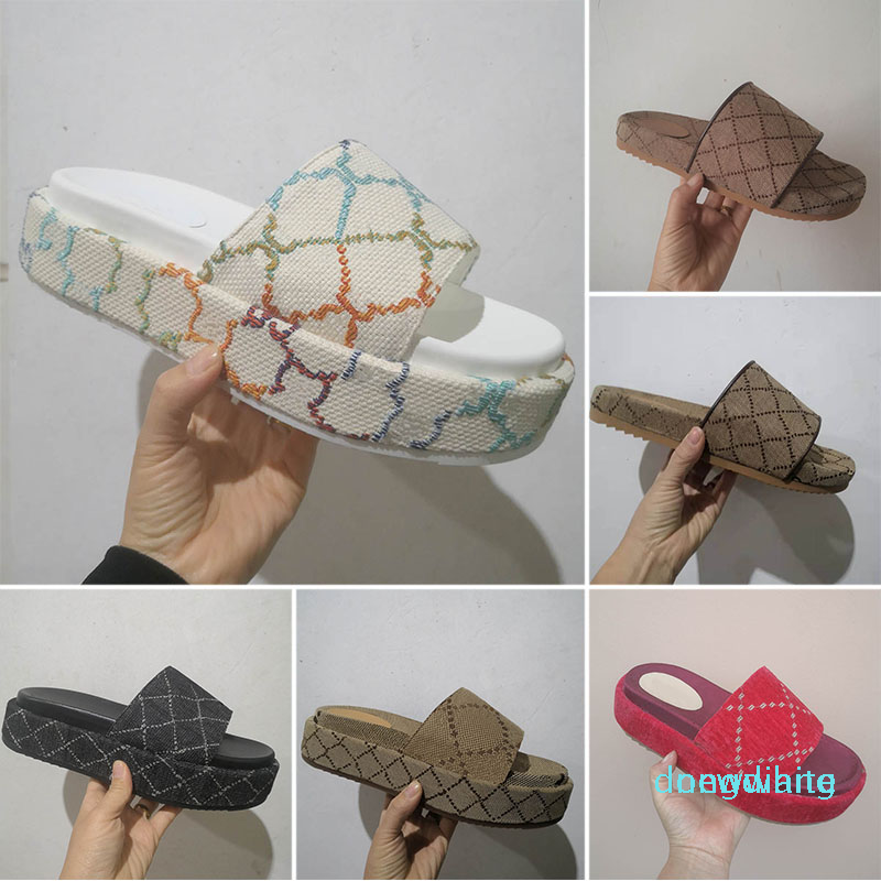 

With Box 2022 luxury designer men women slides slipper fashion embroidered slide thick bottoms rubber loafers platform flat high sandal size