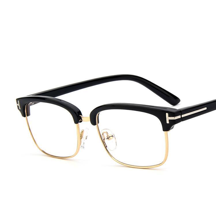 

Fashion Sunglasses Frames Curtain Clear Vintage Hipster Myopia Eyeglasses Brand Designer Retro Half Metal Frame Glasses Men Women Y37