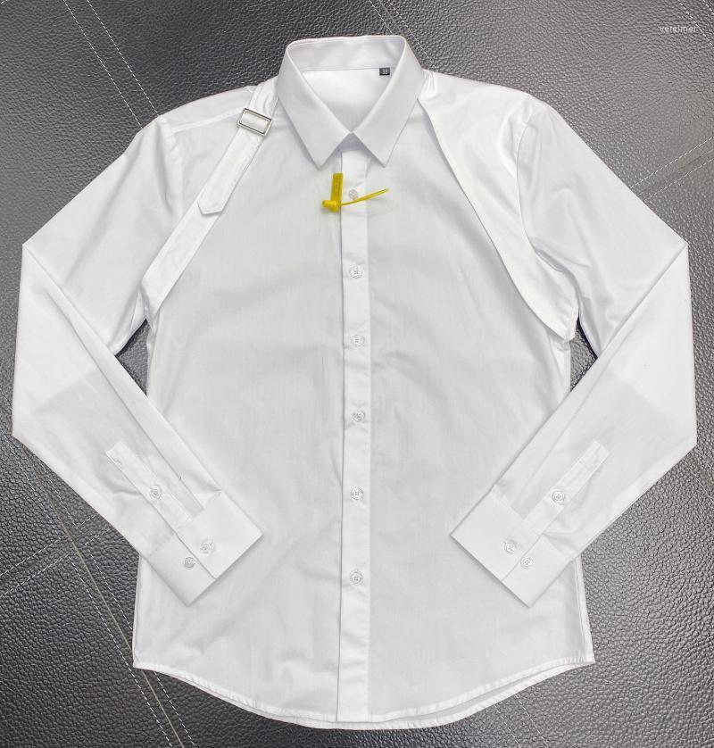 

Men's Dress Shirts Brand Men Shirt Long Sleeve Slim Chemise Homme Casual Solid Cotton Business Male Plus Size Camisas MasculinaMen's Vere22, White