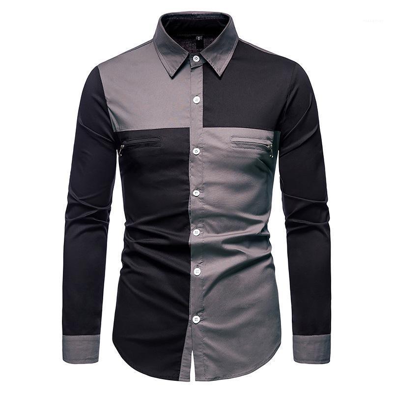 

Patchwork Long Sleeve Cotton Shirt Men 2022 Spring Slim Fit Western Cowboy Mens Work Business Casual Shirts Camisas Men's, White