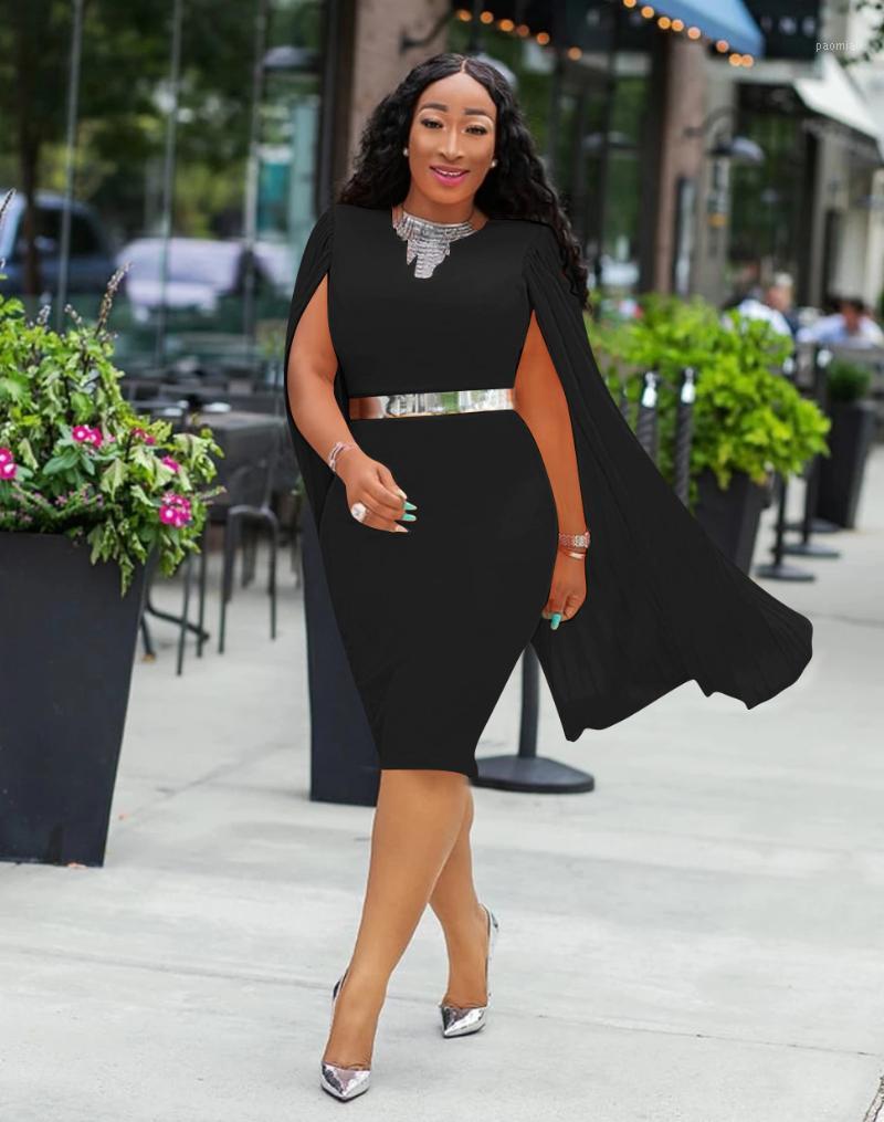 

Casual Dresses AHVIT Style Cloak Sleeve Deep V Neck Sexy Women Dress Slim Fit Solid Color Autumn Elegant Party YZ-B731, Black