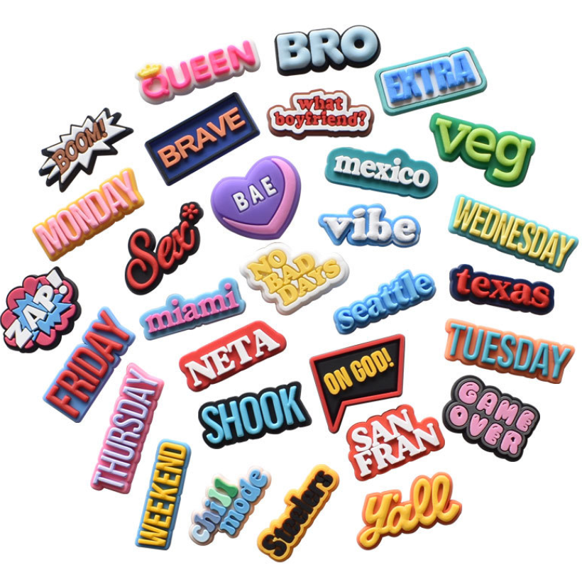 

moq100pcs Shoe Parts Accessories Texas Croc Charms Pvc Soft Rubber Shoecharms Buckle Cartoon Garden Shoe Decoration Brithday Party Gift mix randomly