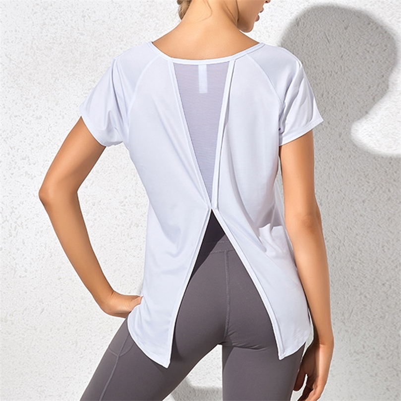 

Sport short sleeve tops gym women long sleeve Back Yoga Shirts Loose Reverse Drape Activewear Exercise Tshirts fitness wear 220627, Style 1--color 1
