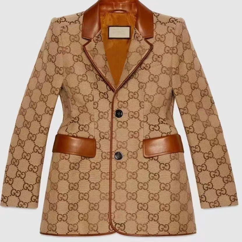 

Medigo-589 fashion women suit designer clothes blazer with full letters 2022 spring new released tops, Brown