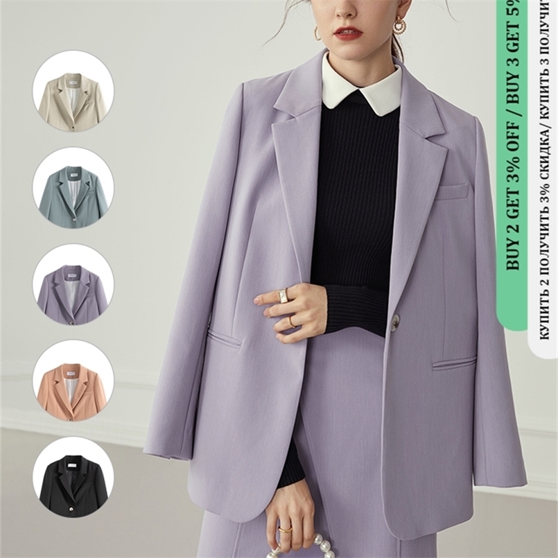 

FSLE Multicolour Autumn Winter Casual Blazer Women Office Lady Black Jacket Blazer Oversize Female Purple Blazer Coat 220402, Apricot