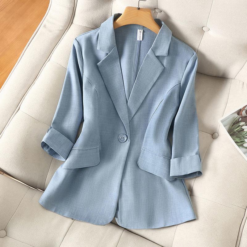 

Women's Suits & Blazers Women Spring Summer Fashion Loose Pockets Jackets Female Solid Color Coats Ladies Single Button Outwear M30Women's, White
